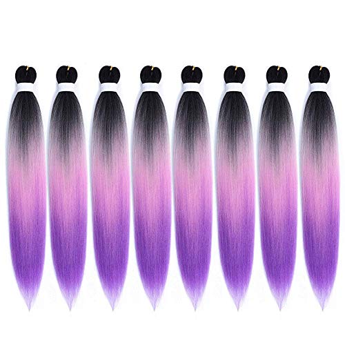 Pre Stretched Braiding Hair 24Inch EZ Braiding Synthetic Hair 8 Packs Hot Water Setting Yaki Texture Braiding Hair Extensions for Twist Boxes Braids …