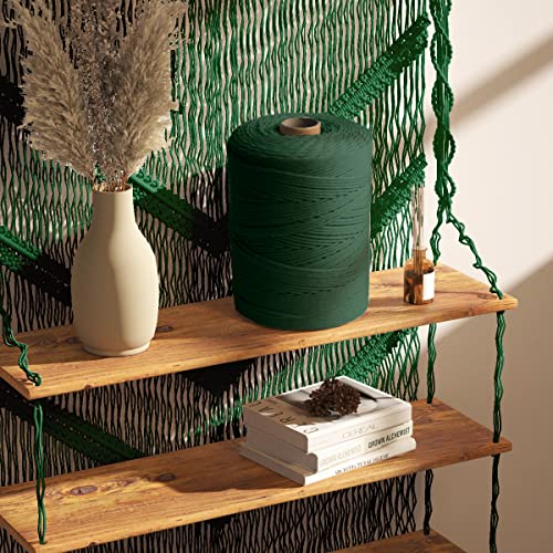 Image of ZUEXT Macrame Cord, Blackish Green, 3mm x 547yds Cotton String Macrame Yarn | Natural Handmade, 4 Strands Twisted Cotton Rope, for Craft Wall Hanging Weaving Tapestry Dream Catchers Hanger DIY Gift, 500m