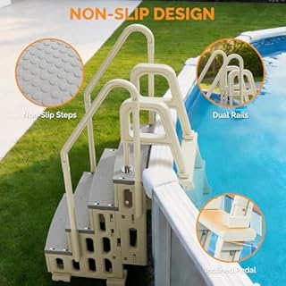 VINGLI 2-in-1 Pool Ladder Set, Modular A-Frame Pool Steps for Above Ground Pools, Versatile Pool Stairs for Inground Pools & Decks, Heavy Duty Independent Use Pool Access Ladder (Gray)