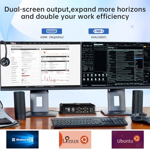 Image of Industrial Mini PC, Fanless Desktop Computer Core i7-8550U 1.8-4.0GHz, Win-10 Pro(No TPM2.0), 8G DDR4, 256G SSD, VGA /HDMI 4K@60Hz, 2x2.5G LAN Ports, 6xCOM RS232, 4G Module Slot, WiFi6 /BT5.2