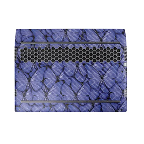 Image of MightySkins Carbon Fiber Skin Compatible with Alienware M17 R5 (2022) Full Wrap Kit - Blue Butterflies | Protective, Durable Textured Carbon Fiber Finish | Easy to Apply | Made in The USA