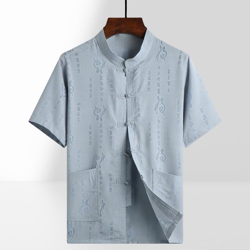 Men's Summer Tang Suit Short Sleeve Chinese Style Cotton Linen Shirt Set2