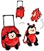 Produktbild Unbekannt 3 TLG Set: Trolley + Rucksack + Kuscheltier - Marienkäfer für Kinder - Tiere Trolly Kindertrolley Kindertrolly Plüsch - für Mädchen & Jungen - Plüschtrolley -..