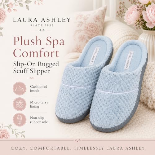 Image of Laura Ashley Women's Spa Slip-On Rugged Scuff Slipper, Non-Slip House Slippers with Cushioned Insole for Ladies