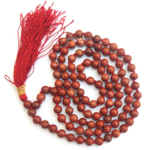 Image of Apnisanskriti Premium Red Jasper Stone Mala for Men and Women (6mm, AAA Quality, Lab Certified, 108+1) - Natural Stone Beads Mala - Pack of 1