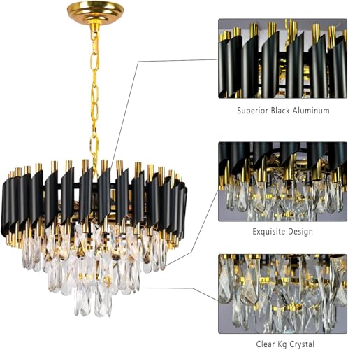 Image of Lyse Decor Chandelier for Living Room Modern Ceiling Light Jhumar for Hall Light for Living Room and Hall Round Jhoomer Show Lights for Home Decoration Ceiling (Black 400 mm)