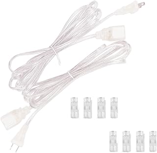 2 Pack Clear Extension Cord, 9 Feet Male to Female Extension Cords, 2 Prong Power Cord Extension with UL-Certified, Power Cable for Light Fixtures, 2 x 18AWG 10A/250V Power Extension Cord