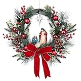 Moonet 19' Christmas Wreath with LED Lights Jesus Nativity Scene Garland for Home Hanging Ornament, Holiday Wreath with Lights for Front Door, Window, Fireplace