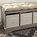 Walker Edison Modern Farmhouse Entryway Shoe Storage Bench Totes Upholstered Cushion Hallway Organizer, 42 Inch, Brown