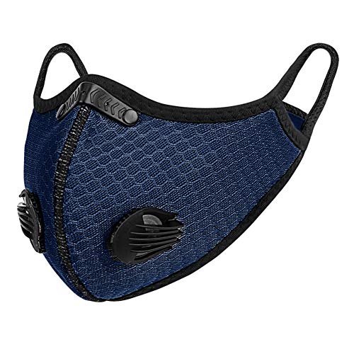 Dulzod Outdoor Sport Mask Reusable Activated Carbon Dustproof Mask Respirator Activated Anti Cold Sports Face Mask Filters Bicycle Mask Mountain Bike Riding Mask (Dark Blue)