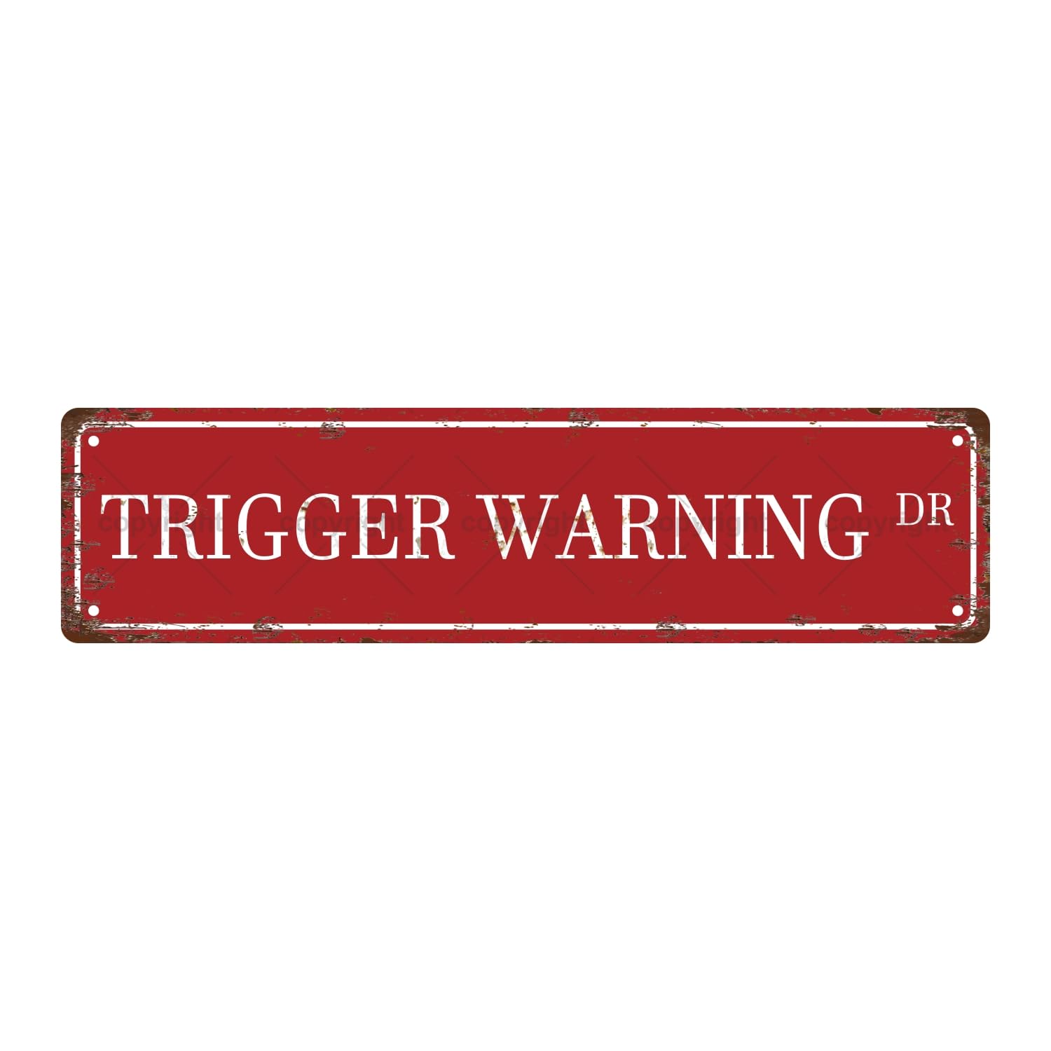 Peiyeety A003 Vintage Metal Tin Sign Decorative Wall Art Trigger Warning Dr Themed Street Sign, Rustic Style, Durable Waterproof Rustproof, For Home, Funny Decor, Office, Easy To Mount, 4X16 Inch