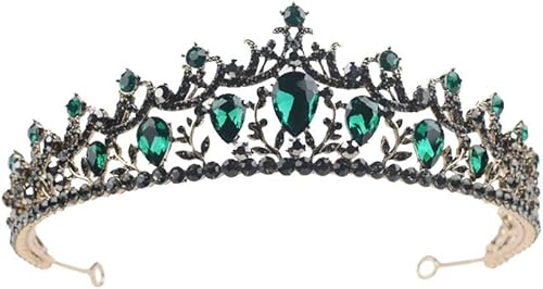 Negro verde cristal nupcial tiaras corona vintage accesorios para el cabello boda rhinestone diadema concurso coronas