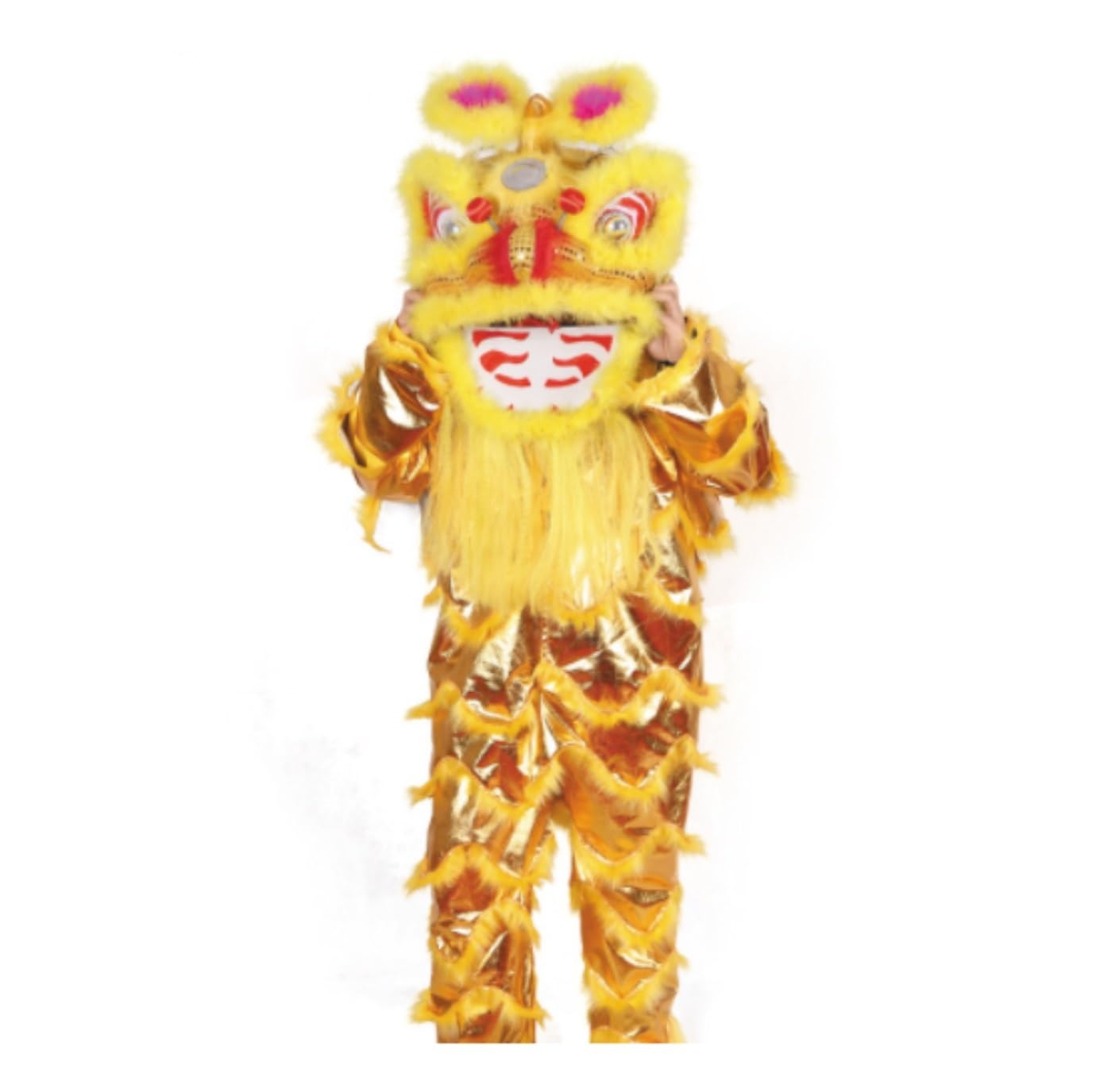 Krxsobnv Yellow Lion Dance Clothes, Head Chinese New Year Performance Props Dragon Dance For Outdoor Sports