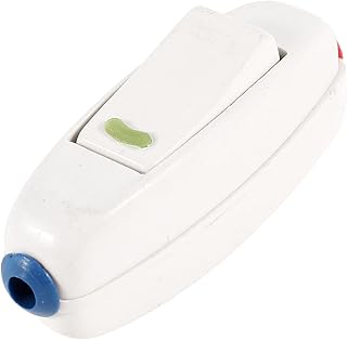 Aexit 250VAC 3A Control electrical ON/OFF Button In Line Cord Switch White for Bedroom