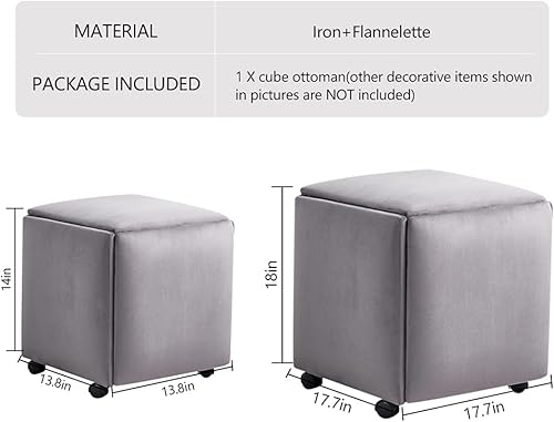 Miniatura 3 de WAYUTO Cubo de asiento 5 en 1 con ruedas giratorias, apilable para sofá, silla, taburete otomano anidable, reposapiés movible, silla de tocador para
