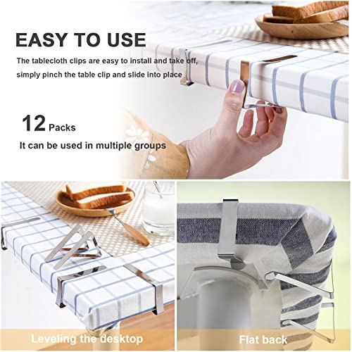 Hoosun Tablecloth Clips Stainless Steel Picnic Table Cover Clamps For Kitchen Dining Party Outdoor Wedding And Picnics, Table Cloth Holder & Skirt Clips (12 Pack) #TOP4
