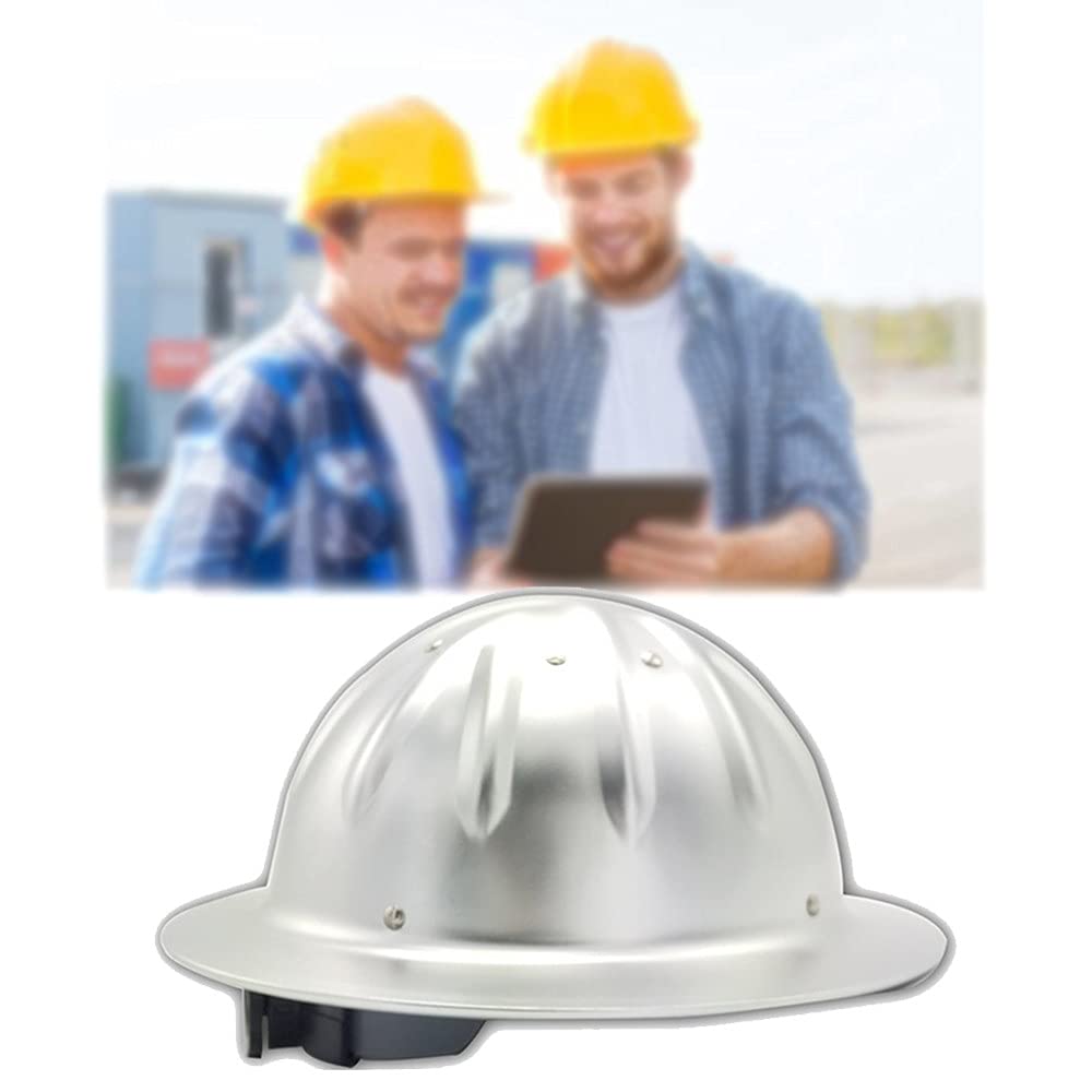 Casco de Seguridad, Cascos Casco de aleación de Aluminio Casco de Alta Resistencia Diseño de ala Completa Refuerzo Superior con Correa de cincha de 4 Puntos Casco de construcción