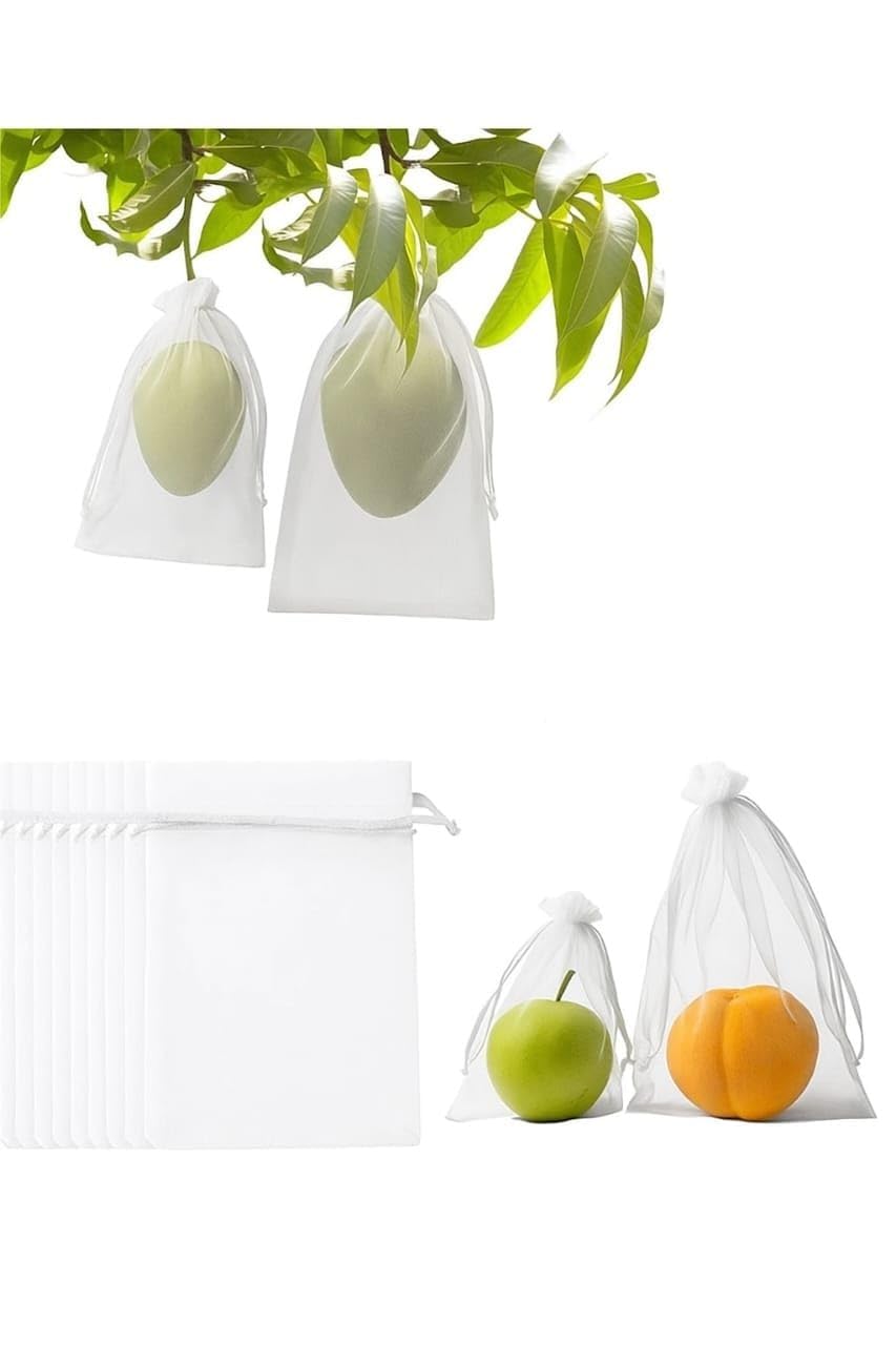 Protection Net Bags for Mango, Guava & Pomegranate | Reusable Insect Cover Mesh for Garden & Tree Plants | Breathable Anti-Insect Netting for Farm Use (10)