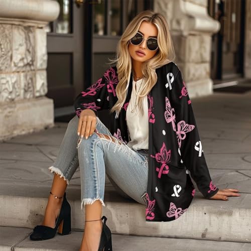Image of Women's Lightweight Cardigans with Pockets Trendy Long Sleeve Open Front Cardigan Casual Tops Jackets Fall Oufits S-2XL