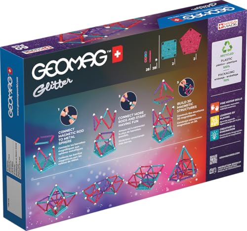 Geomag Glitter 60 Teile Magnetisches Spielzeug für Kinder, Geschenk für...