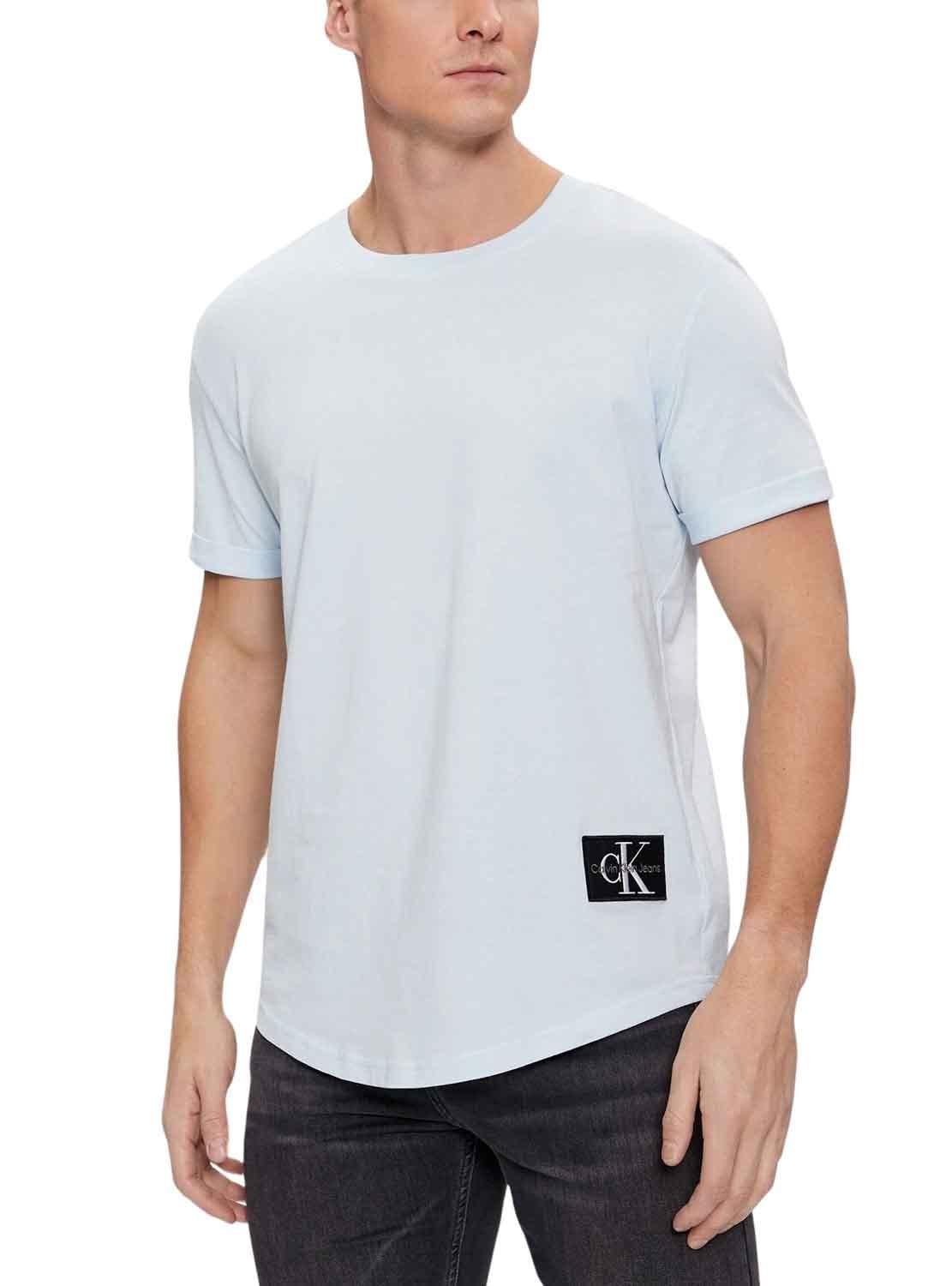 Calvin Klein Jeans Camiseta de Manga Corta para Hombre Badge Turn Up Sleeve Cuello Redondo
