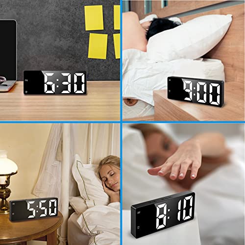 Ankilo Digital Clock, 【𝐍𝐄𝐖 𝐕𝐄𝐑𝐒𝐈𝐎𝐍】 Led Alarm Clock For Bedroom, Electronic Desktop Clock With Temperature Display, Voice Control, 12/24H, Small Clock For Bedroom Decor (No Battery＆Adapter) #TOP6