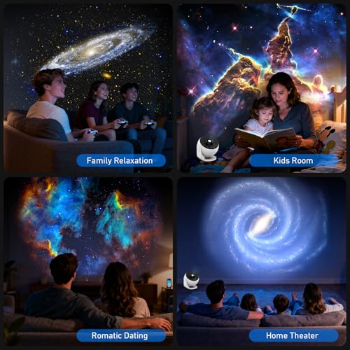 Image of Galaxy Projector, 13 in 1 Home Planetarium Star Light Projector for Bedroom 360 Rotating Mist Lamp Starry Sky Night Light with 12 Solar System Constellation Moon for Children Adults