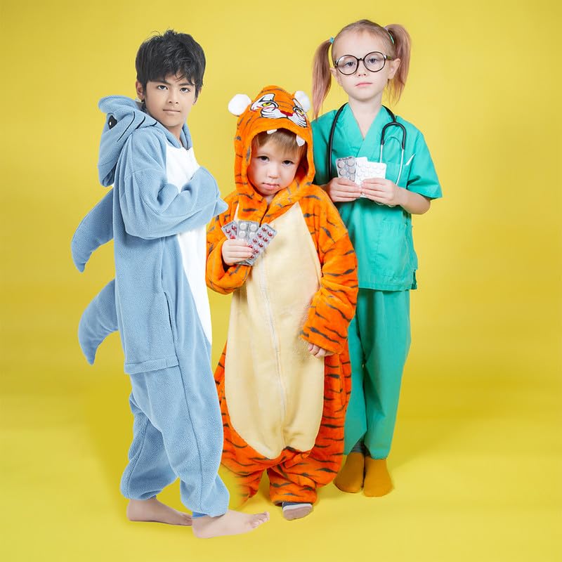 Mono de Dibujos Animados, Azul Tiburón Mandíbula Pijama, Bata, Mameluco, Ropa de Dormir, Disfraz de Cosplay, Fiesta de Halloween para Niños de 4 a 6 Años