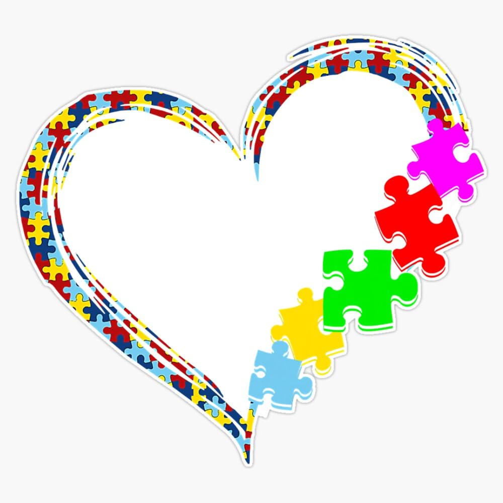 Autism Awareness Love Heart Puzzle Piece Gift Sticker Vinyl Decal Bumper Sticker 5"