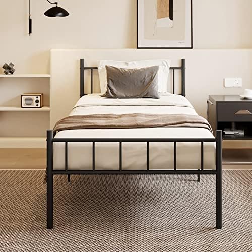 DIIYIV 14 Inch Bed Frame with Headboard and Footboard,Heavy Duty Metal Platform Bed Frame with Storage,No Box Spring Needed Mattress Foundation,Easy to Assembly,Twin XL