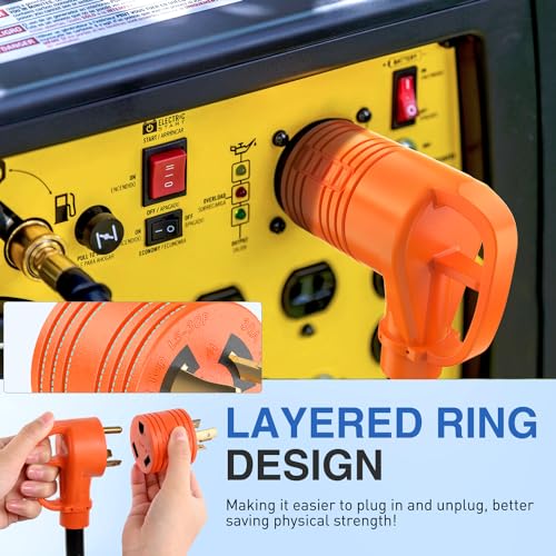 Image of Nilight 30 Amp to 30 Amp RV Power Adapter L5-30P to TT-30R | 3 Prong Generator Twist Plug Male 30A Female Receptacle for Camper Caravan Electrical Converter