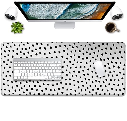 Image of Boho Extended Desk Pad Mouse Pad,Large Polka Dot Mouse Mat with Stitched Edges,Non-Slip Rubber Base Mousepad for Office Computer Keyboard Laptop Home(27.5X11.8 in)