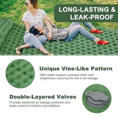 SYITCUN-Self-Inflating-Sleeping-Mats-for-Camping-2-Person-Sleeping-Pad-for-Camping-Double-Ultra-Light-Inflatable-Camping-Mattress-with-Pillow-Built-in-Foot-Pump-for-Backpacking-Hiking-Travel