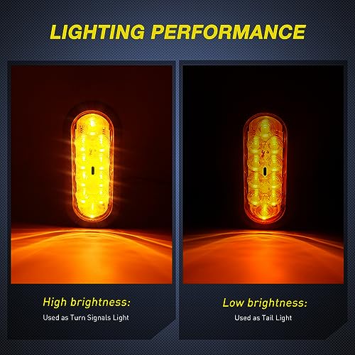 Image of Nilight 6Inch Oval Trailer Tail Light with Flush Mount Grommets Plugs w /Mounting Brackets 2PCS Amber Waterproof Turn Signals Lights for RV Truck