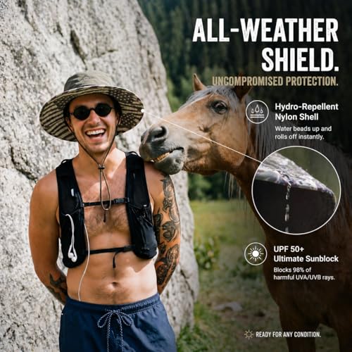 Image of TOP-EX UVCoolix Cooling UPF50+ Wide Brim Sun Hat, Waterproof, Big Head | cooling sweatband, waterproof, water resistant, UV protection, wide brim, breathable, big-head fit, fishing, hiking, beach
