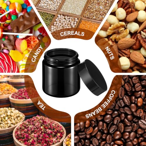 Image of Norme 12 Pcs 2.7 oz Glass Jars with Lids Cosmetic Jars, Black