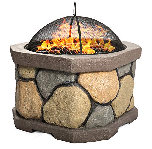 Homeology BOGOTA Bold Garden & Patio Heater Fire Pit Brazier and Barbecue with Eco-Stone Finish