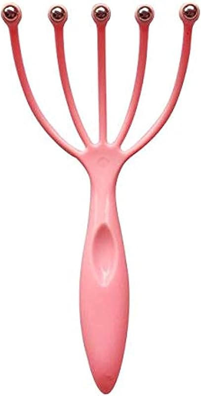 Handheld Claw Therapeutic Scalp Massager with Stainless Steel Beads Roller For Dry Oil Curly Hair Growth, Pink