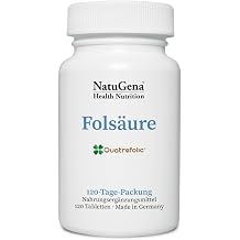 NatuGena Fols ure Quatrefolic Presslinge bioaktive Fols ure als Methyltetrahydrofolat 5-MTHF 120 Tabletten 4 Monats Packung