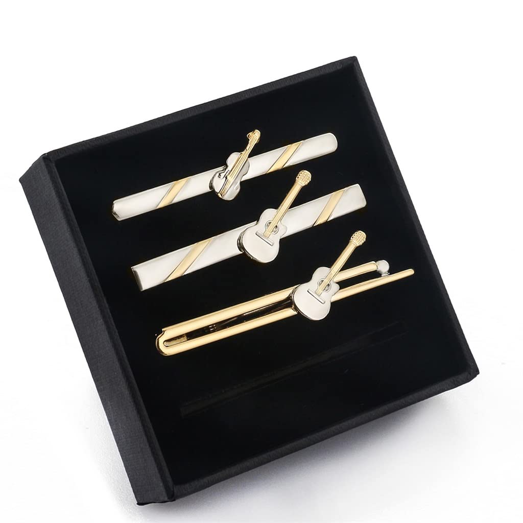 Galvanisiertes Gold und Silber, zweifarbiges Instrument, Violine, Gitarre, Kupfer-Krawattenklammer, lässiges Halsband