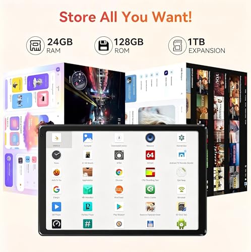 Image of Android Tablet with 10.1 inch 1280 * 800 IPS HD Touchscreen, Octa-Core Processor, 128GB Storage, 1TB TF Card Expandable, 5G /2.4G WiFi, BT 5.0,Dual Camera, Tablet for Study, Business&Entertainment