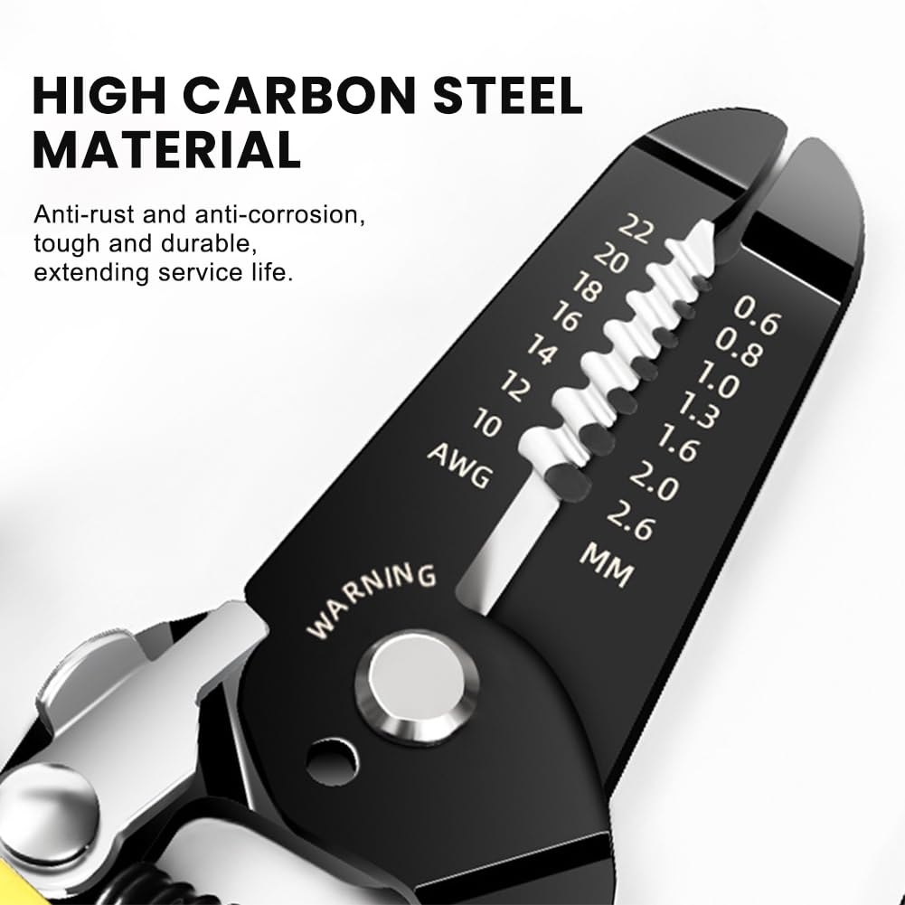7" Wire Stripper, Electrical Wire Strippers, 7 in-1 Cable Cutters, Cable Stripper Tool - Ca-ble Stripper with Safety Lock - Image 3
