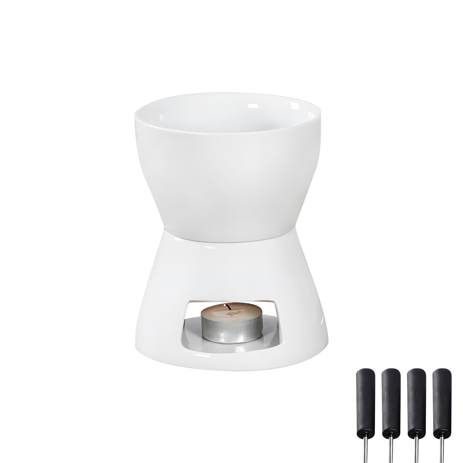 Kaeltsyn Stylish Ceramic Fondue Warmers Set Ideal for Melting Chocolate Cheese and Cream Desserts 300ml / 400ml Ceramic Butter Warmers Set