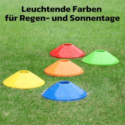 GHB Hütchen 25er Fussball Hütchen Fußball zubehör Slalom Hütchen Markierungshütchen für Fussball Training Agilität Geschenk Jungen Kinder Spieler mit Halter und Tragetasche