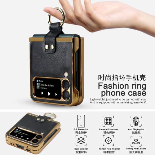 Capa para Samsung Galaxy Z Flip 3, suporte de anel integrado de membrana Flip3 capa de couro (Flip3,