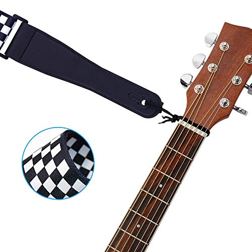 Jinlop Sangle de guitare en damier Noir/blanc pour guitare acoustique/électrique et basse 2 cm de large - Les Beatles, Paul McCartney, John Lennon, RIngo Starr, George Harrison Jinlop Sangle de guitare en damier Noir/blanc pour guitare acoustique/électrique et basse 2 cm de large – Image 8