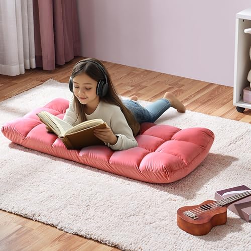 Image of Yaheetech Adjustable Floor Chair with Back Support, Foldable Thick Padded Seat for Meditation&Gaming on Floor, Space Saving Lazy Lounger for Bedroom Dorm, Pink, 2pcs