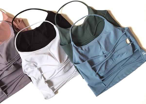 Danysu Womens Backless Halter Crop Top Padded Sports Bras Light Support Strappy Sexy Workout Tank - Image 6