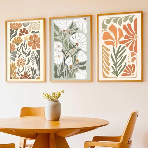 Image of kotart Home Decor Boho Painting Decorative Wall Art poster With Frame For Living Room Bed Room Hotel Wall Decor Digital Reprint Set of 3 (19X25 inch)