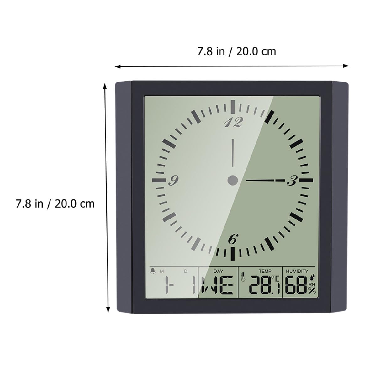 Orologio da Parete Digitale Nero in Abs Calendario Perpetuo e Igrometro, Multifunzione Display Auto-regolante per Ufficio e Studio